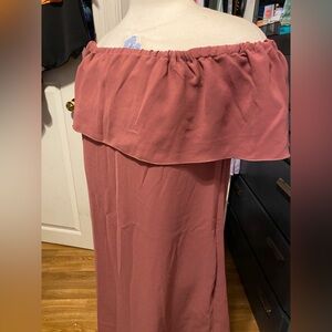 Women’s Size XXS Wilfred Brown Off-Shoulder Mini Dress W/ Ruffle Feature